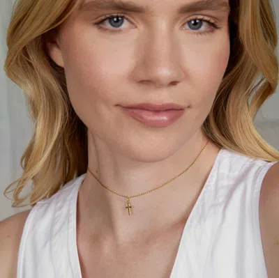 Evesaddiction Petite Cross Gold Choker Necklace In Gold