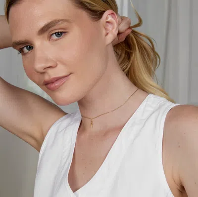 Evesaddiction Petite Cross Gold Choker Necklace In Gold