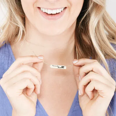 Evesaddiction Mama Bear And Three Baby Cubs Silver Name Bar Necklace In Metallic