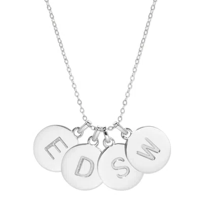 Evesaddiction Four Initial Disc Necklace - Silver In Silver