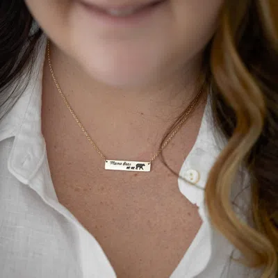 Evesaddiction Mama Bear And Three Baby Cubs Silver Name Bar Necklace In Silver