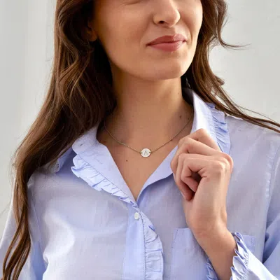 Evesaddiction Engravable Initial Silver Disc Necklace In Silver