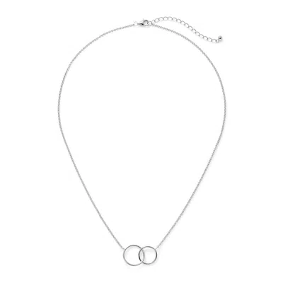 Evesaddiction Two Generation Silver Eternity Circle Necklace In Silver