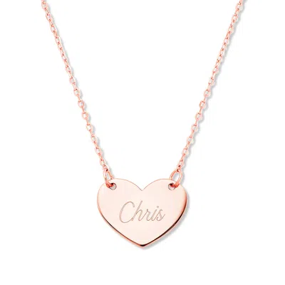 Evesaddiction Engravable Rose Gold Heart Necklace In Gold