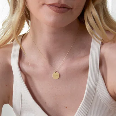 Evesaddiction Engravable Round Tag Pendant In Gold