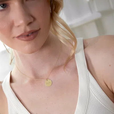 Evesaddiction Engravable Round Tag Pendant In Gold