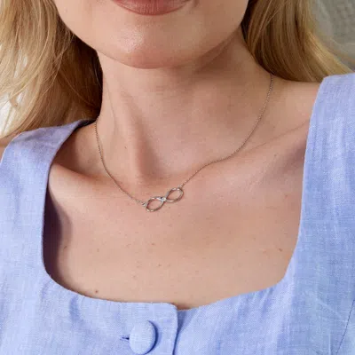 Evesaddiction 2 Stone Custom Sterling Silver Infinity Birthstone Necklace In Silver