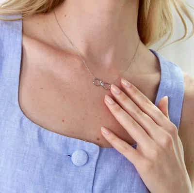 Evesaddiction 2 Stone Custom Sterling Silver Infinity Birthstone Necklace In Silver