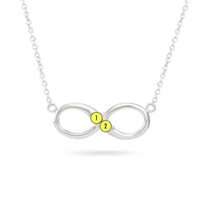 Evesaddiction 2 Stone Custom Sterling Silver Infinity Birthstone Necklace In Silver