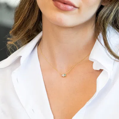 Evesaddiction 3 Stone Gold Petite Oval Birthstone Necklace In Multi