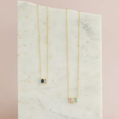 Evesaddiction 3 Stone Gold Petite Oval Birthstone Necklace In Multi