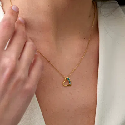 Evesaddiction 4 Stone Gold Petite Heart Birthstone Pendant In Gold