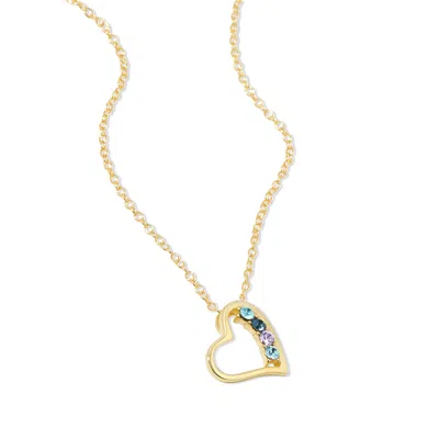 Evesaddiction 4 Stone Gold Petite Heart Birthstone Pendant In Gold