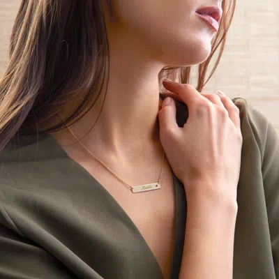 Evesaddiction Engravable Sterling Silver Birthstone Name Bar Necklace In Silver