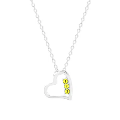 Evesaddiction 3 Stone Silver Petite Heart Birthstone Pendant In Silver