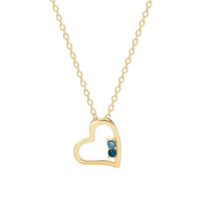 Evesaddiction 2 Stone Gold Petite Heart Birthstone Pendant In Gold