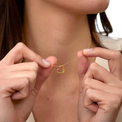 Evesaddiction 2 Stone Gold Petite Heart Birthstone Pendant In Gold