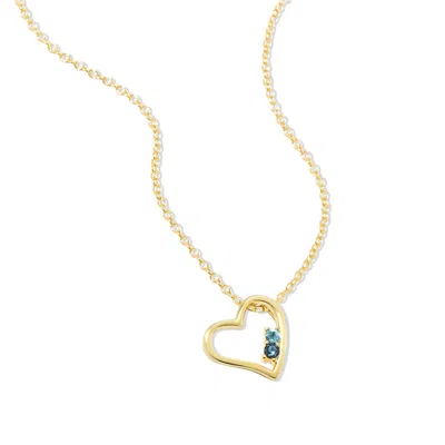 Evesaddiction 2 Stone Gold Petite Heart Birthstone Pendant In Gold