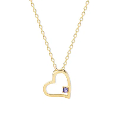 Evesaddiction Custom Gold Petite Heart Birthstone Pendant In Gold