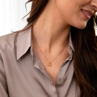 Evesaddiction Custom Gold Petite Heart Birthstone Pendant In Gold