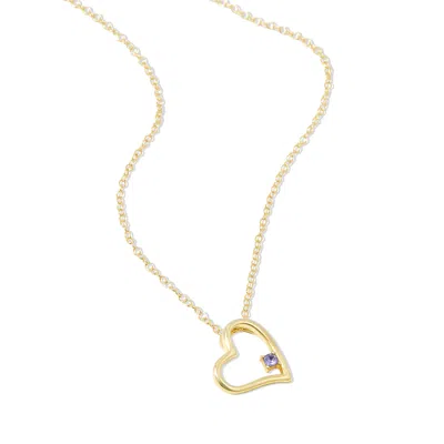 Evesaddiction Custom Gold Petite Heart Birthstone Pendant In Gold