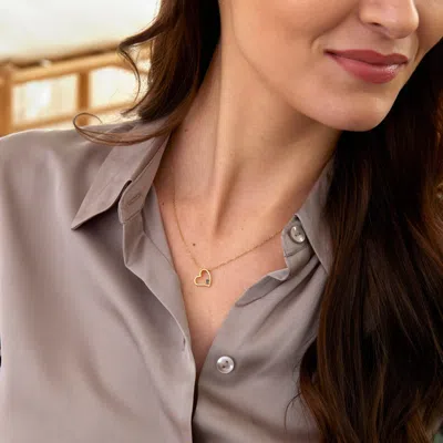 Evesaddiction Custom Gold Petite Heart Birthstone Pendant In Gold