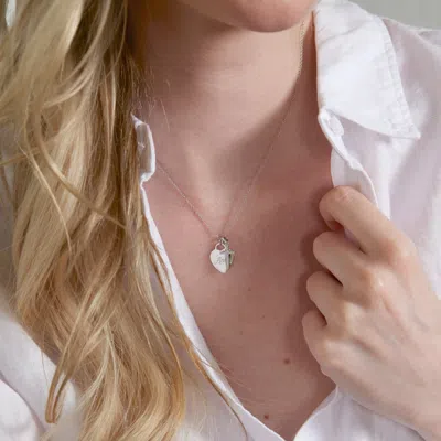 Evesaddiction Sterling Silver Engravable Heart With Cz Cross Pendant In Metallic