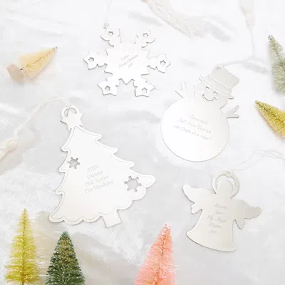 Evesaddiction Personalized Snowflake Engraved Metal Ornament In Metallic