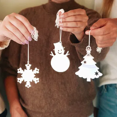 Evesaddiction Personalized Snowflake Engraved Metal Ornament In Metallic