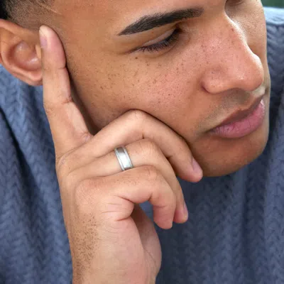 Evesaddiction Stainless Steel Band With Milgrain Edging In Transparent