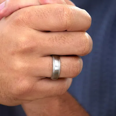 Evesaddiction Stainless Steel Band With Milgrain Edging In Transparent