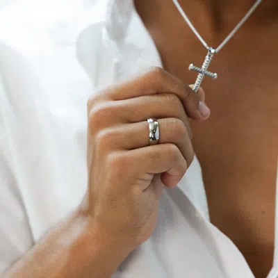 Evesaddiction Men's And Women's Stainless Steel Serenity Prayer Ring In Metallic