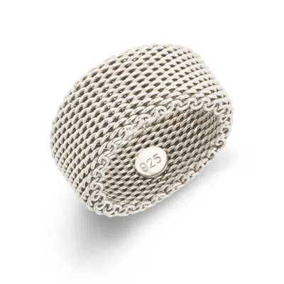 Evesaddiction Sterling Silver Mesh Ring In Silver