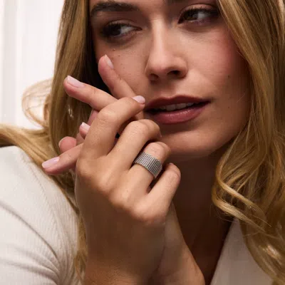 Evesaddiction Sterling Silver Mesh Ring In Silver