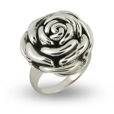 Evesaddiction Sterling Silver Rose Ring In Metallic