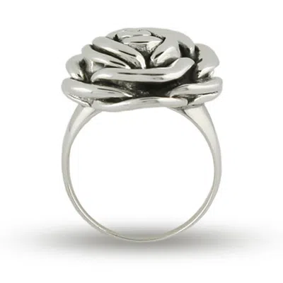 Evesaddiction Sterling Silver Rose Ring In Metallic