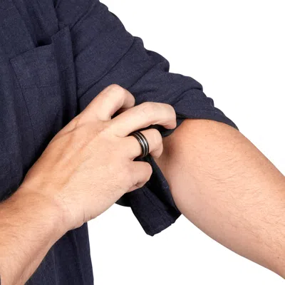 Evesaddiction Mens Wide Black Titanium Signet Ring With Double Cable Inlay In Black