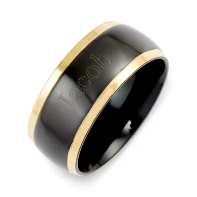 Evesaddiction Men's Black Plate Gold Lined Steel Band In Black