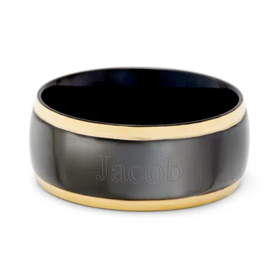 Evesaddiction Men's Black Plate Gold Lined Steel Band In Black