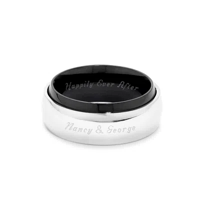Evesaddiction Engraved Silvery Black Solar Eclipse Secret Message Band In Metallic