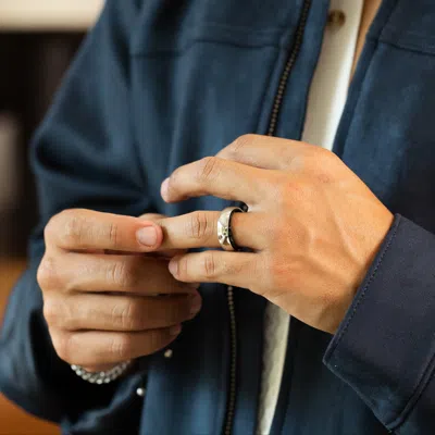 Evesaddiction Engraved Silvery Black Solar Eclipse Secret Message Band In Metallic