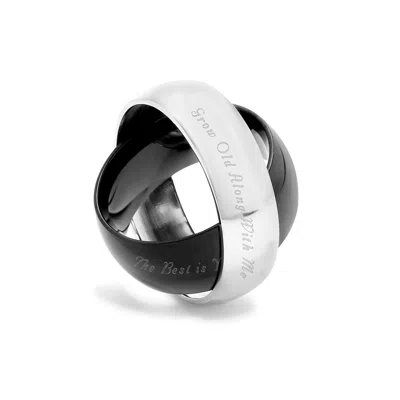 Evesaddiction Engraved Silvery Black Solar Eclipse Secret Message Band In Metallic