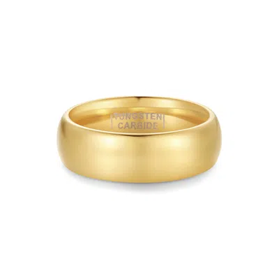 Evesaddiction 7 Mm Gold Comfort Fit Tungsten Band In Gold