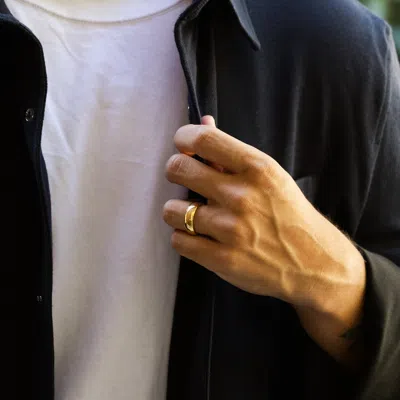 Evesaddiction 7 Mm Gold Comfort Fit Tungsten Band In Gold