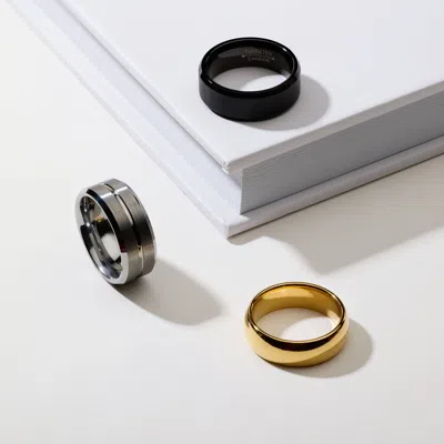 Evesaddiction 7 Mm Gold Comfort Fit Tungsten Band In Gold