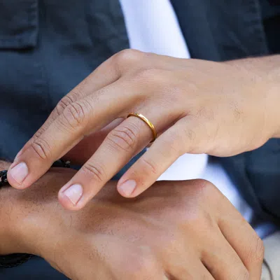 Evesaddiction 2 Mm Thin Gold Tungsten Wedding Band In Gold