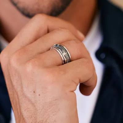 Evesaddiction Sterling Silver Dragon Spinner Ring In Silver