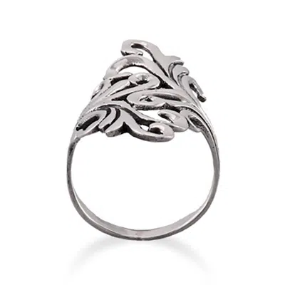 Evesaddiction Long Ornate Design Sterling Silver Ring In Silver