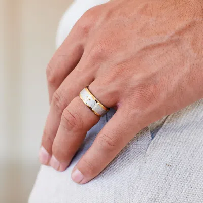 Evesaddiction Two Tone Stainless Steel Lord's Prayer Ring In Silver