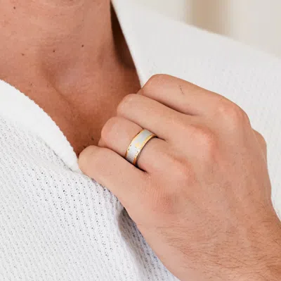 Evesaddiction Two Tone Stainless Steel Lord's Prayer Ring In Silver